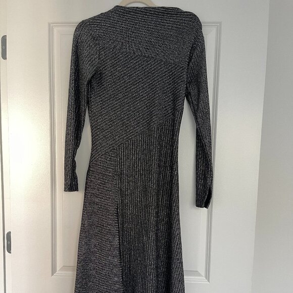 All Saints Gia Sparkle Gray Metallic Midi Dress Size 6 - Picture 2 of 6